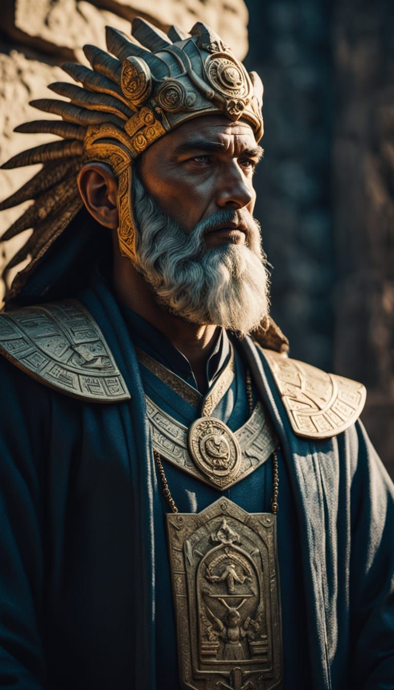 Regal Babylonian Noble at Sunrise: A Cinematic Portrait