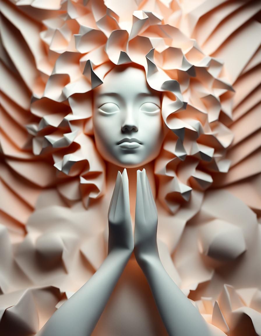 Warmly Lit Origami Papercraft in Soft Focus