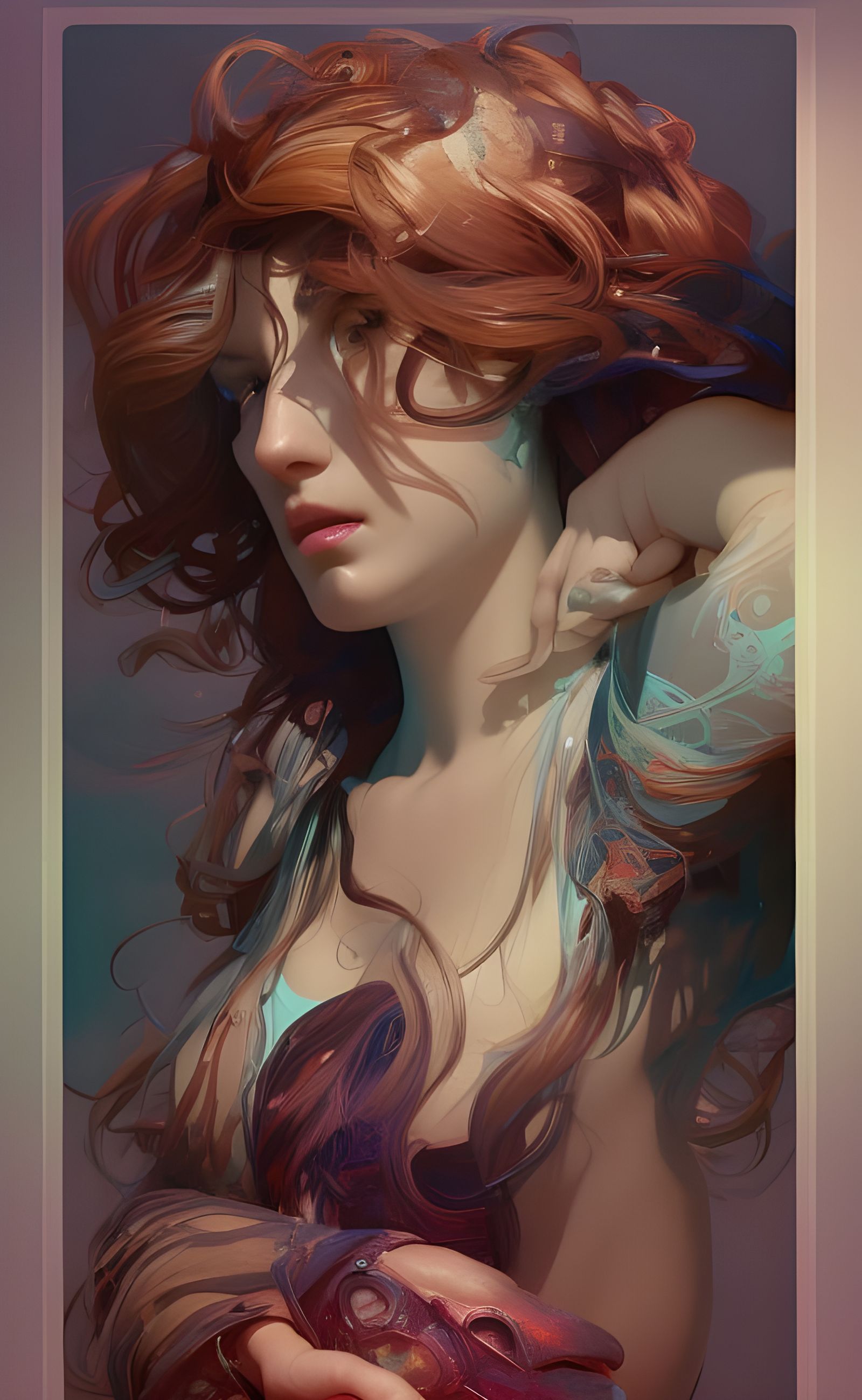 Red Sonja Portrait in Art Nouveau Style