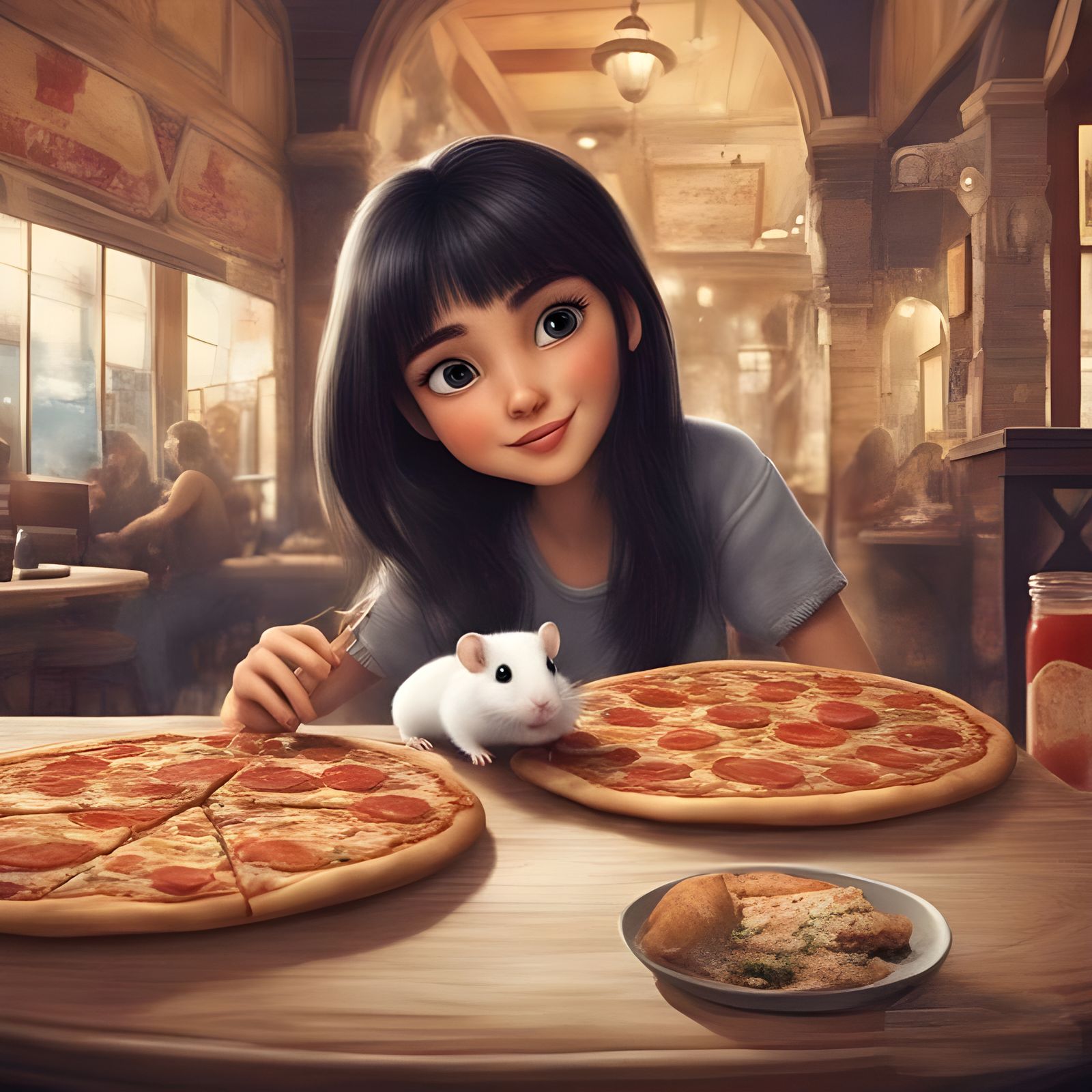 Pizza time with Mame chan..