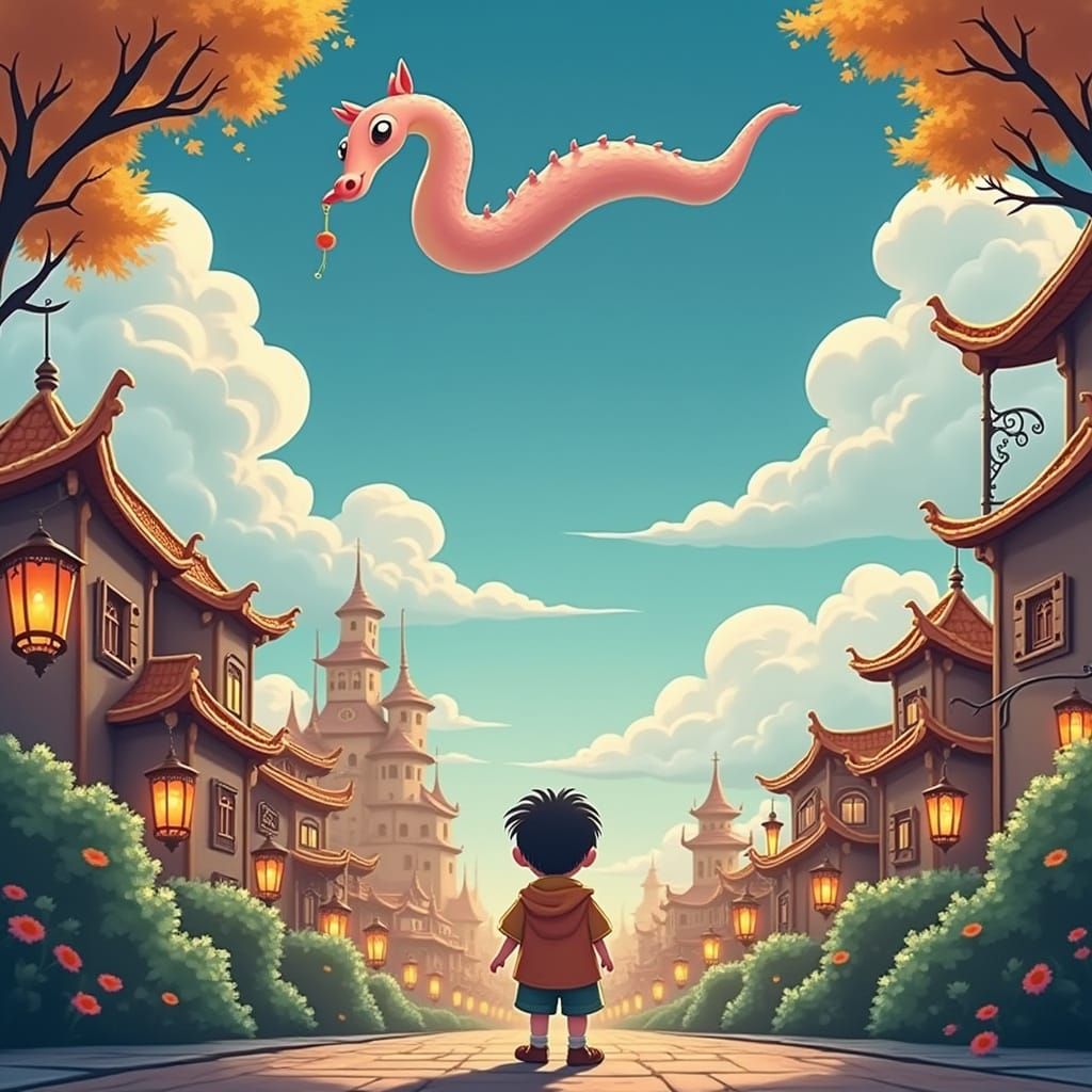 Dreamlike Streetscape in the Spirit of Studio Ghibli