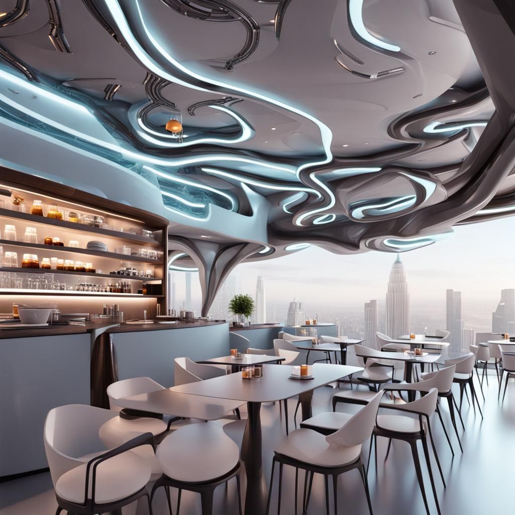 Sleek Futuristic Cafe Design