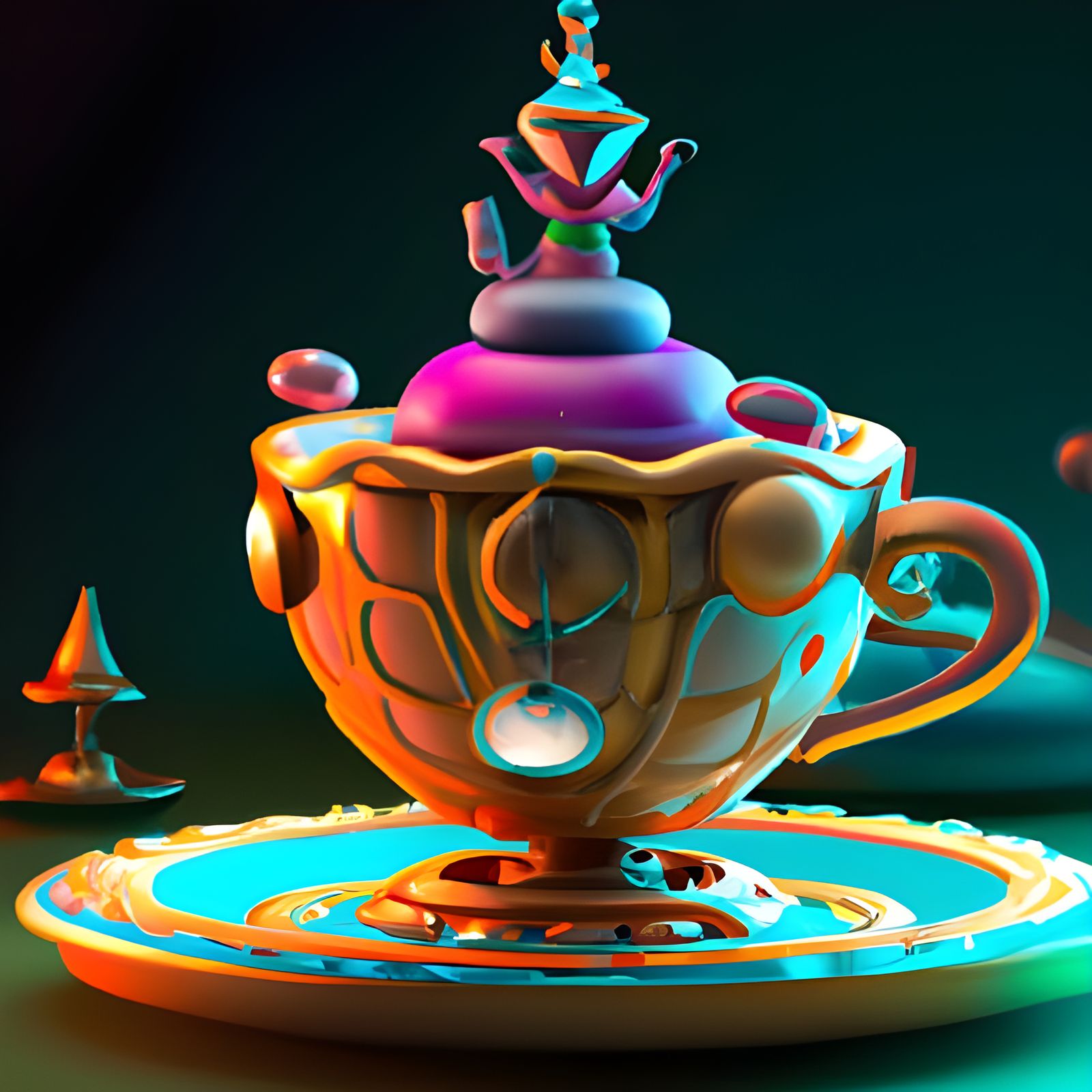 Enchanting Teacup Fantasy in 3D Style