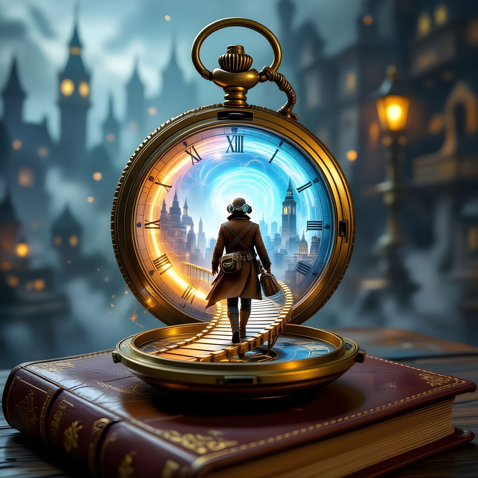 Time Traveler Steps Through Temporal Pocket Watch Portal