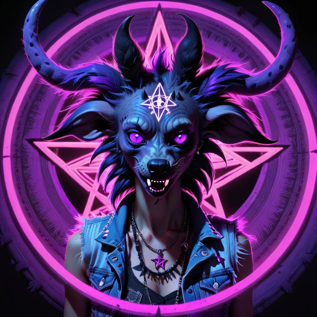 UV-Reactive Furry Baphomet in Occult Ritual