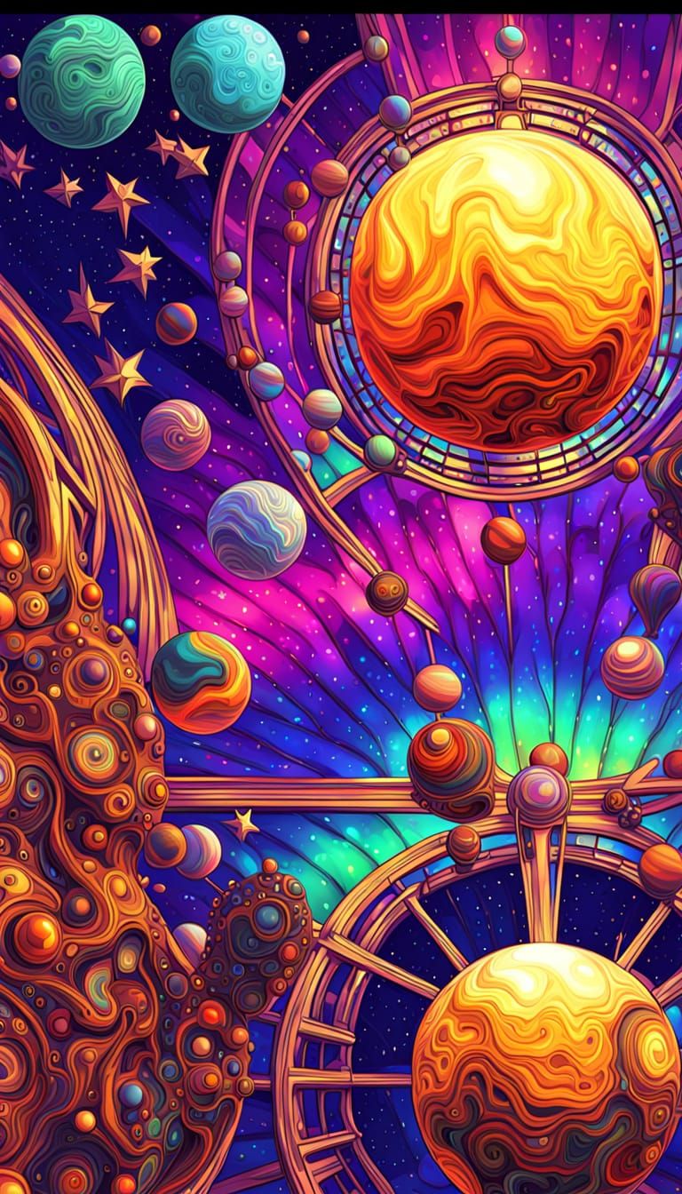 Art Deco Orrery: Music of the Spheres in Neon