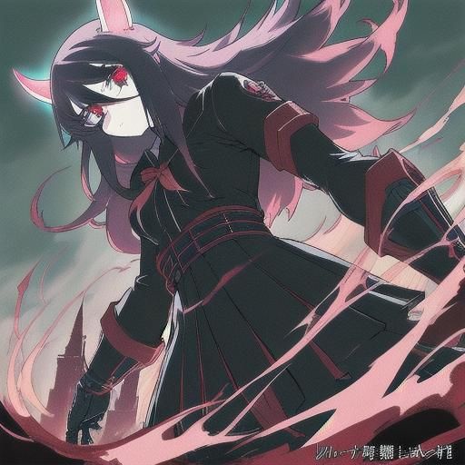 Kaiju School Girl in Manga Anime Style