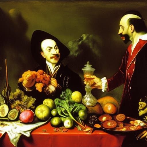 Vampire Grocery Store in Baroque Oil Painting Style