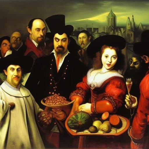 Vampire Grocery Store in Dutch Golden Age Style