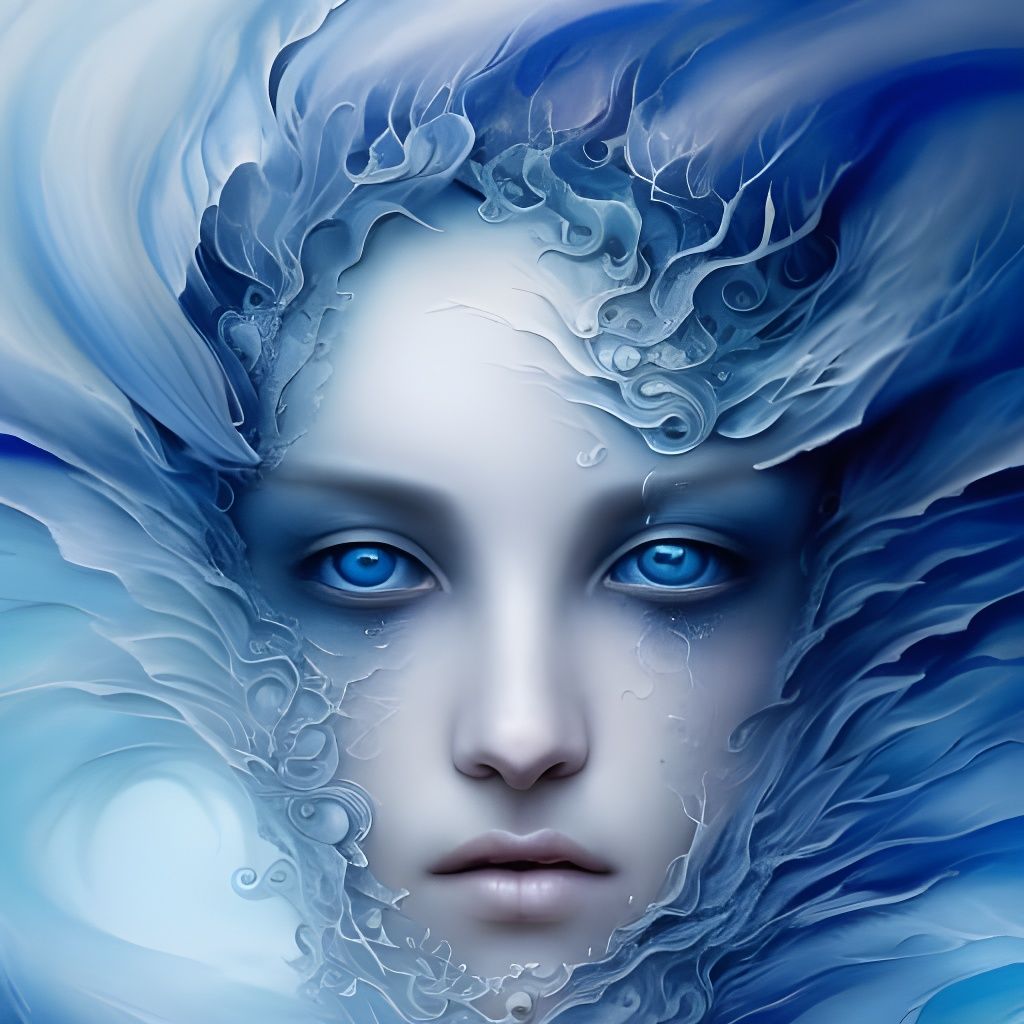 Detailed Water Elemental Portrait in Fantasycore Style