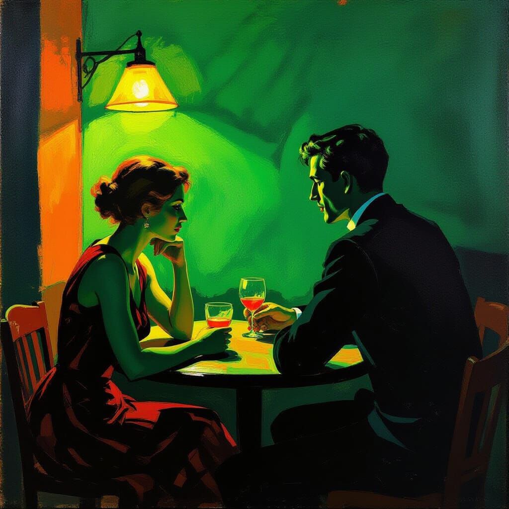 Abstract Neon Nightscape in Expressionist Style