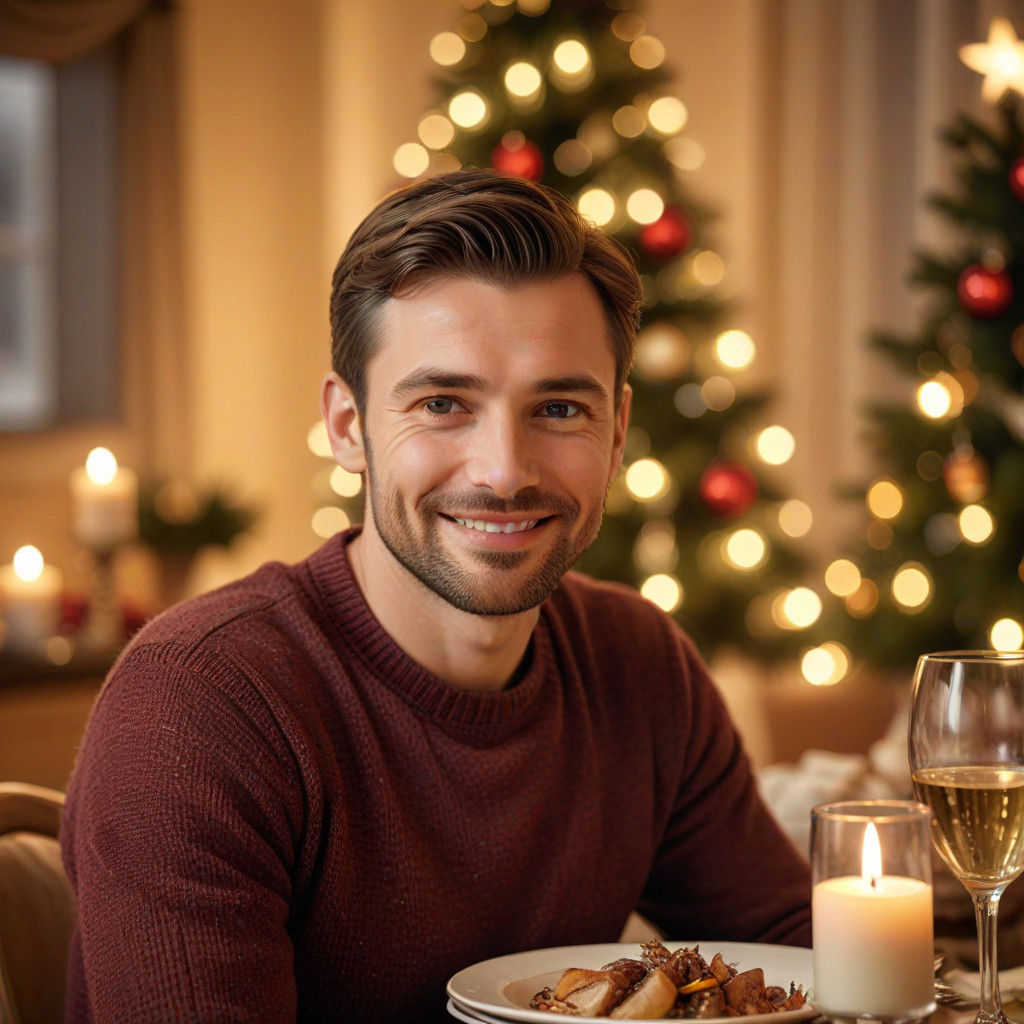 Warm Christmas Portrait in Photorealistic Style