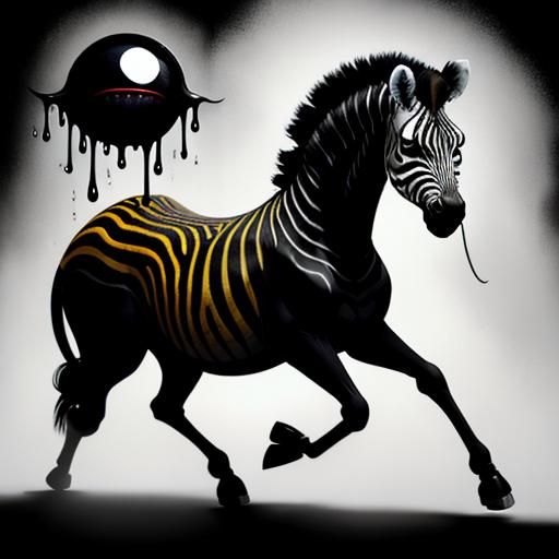 Bio-Surreal Zebras Dripping with Black Goo