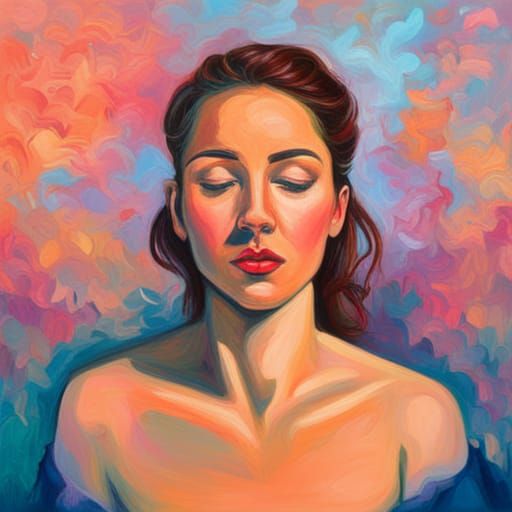 Psychedelic Neo-Impressionist Oil Painting in Neon Colors