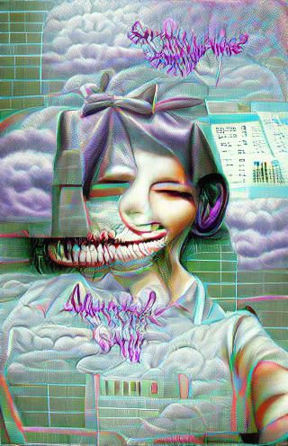 Vaporwave Girl Smiles Through Mental Apocalypse
