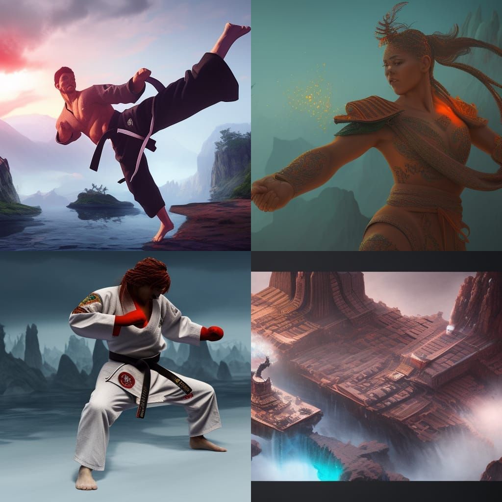 Detailed Matte Painting of Karate Practitioner