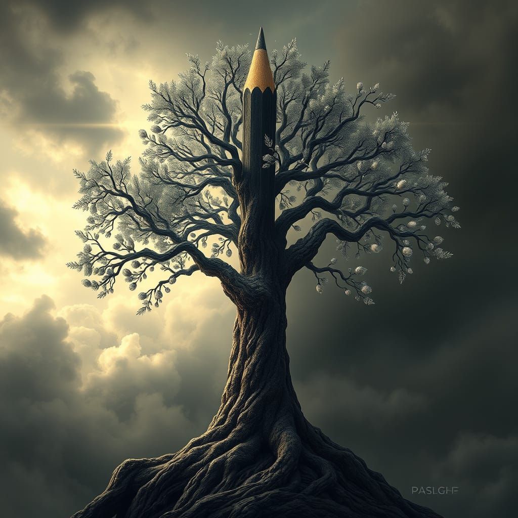 Pencil Transforms into Ancient Graphite Tree