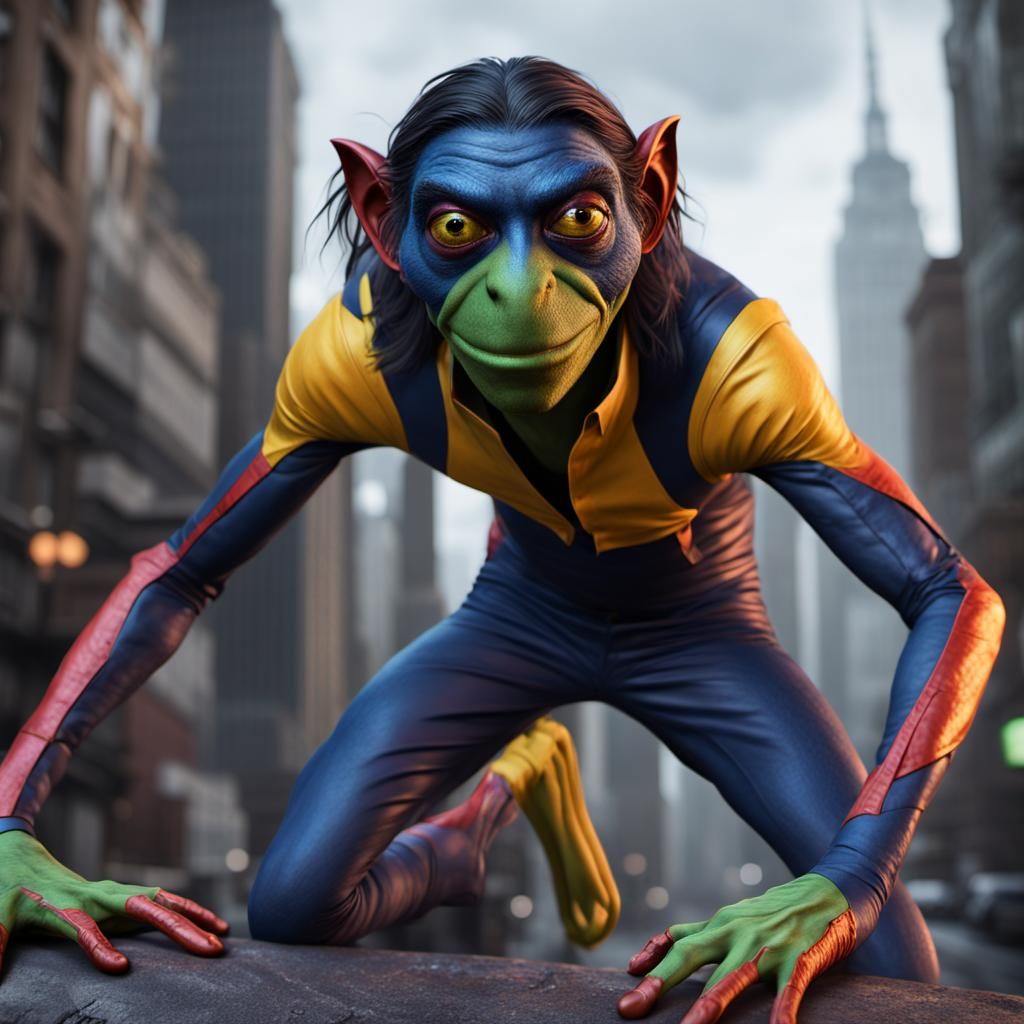 Kermit Frog as Nightcrawler: Detailed Matte Painting