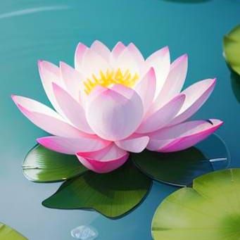 Watercolor Lotus Flower on Pond