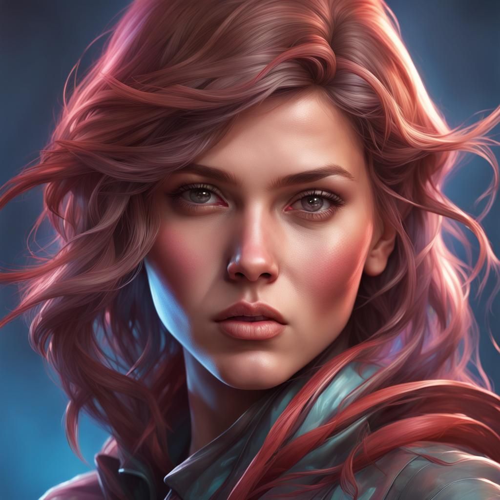 Elastigirl Portrait in Hyperdetailed Triadic Colors