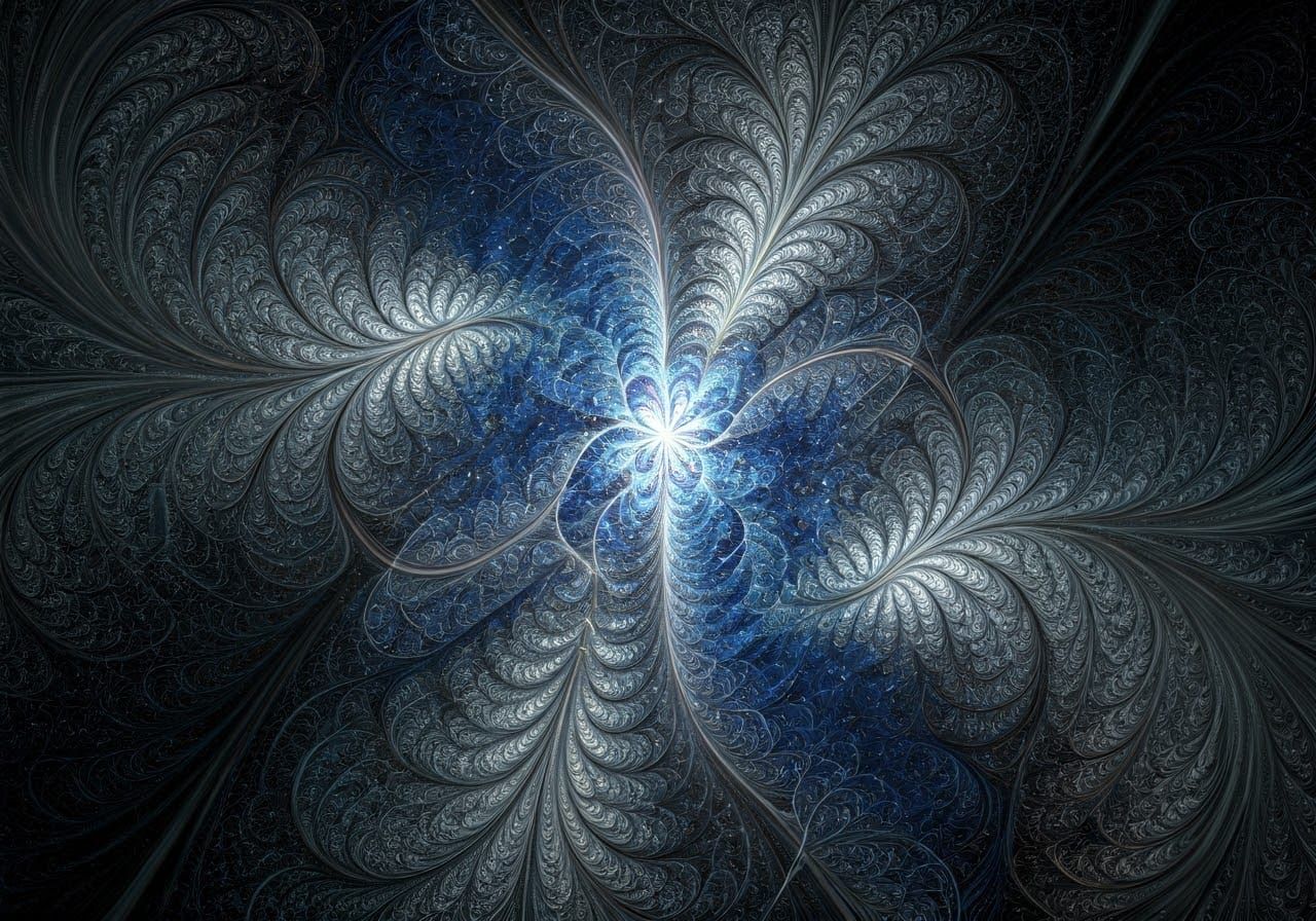 Icy Fractal Stargate in a Starry Winter Landscape