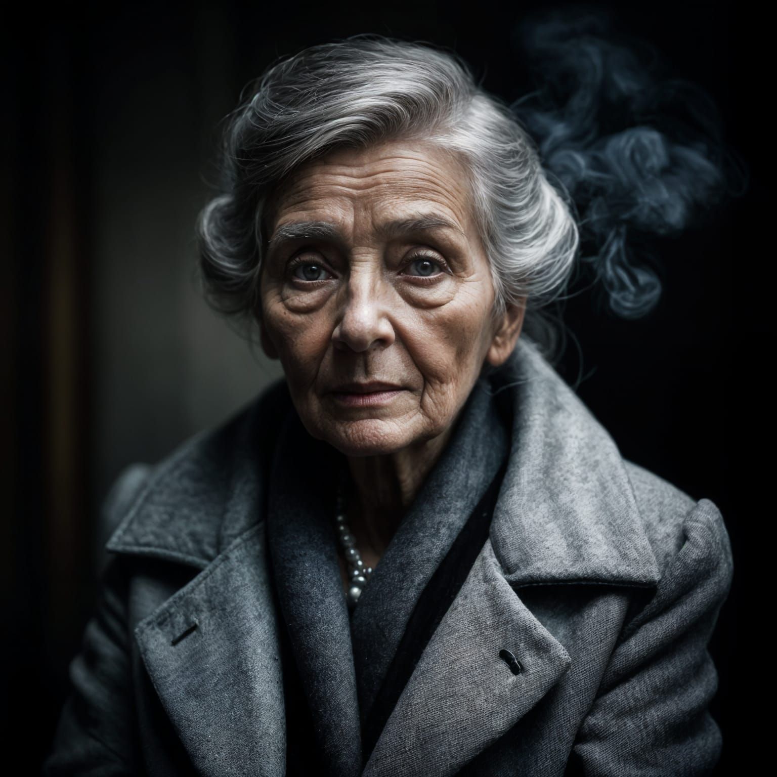 Vintage Woman in Black and White Portrait