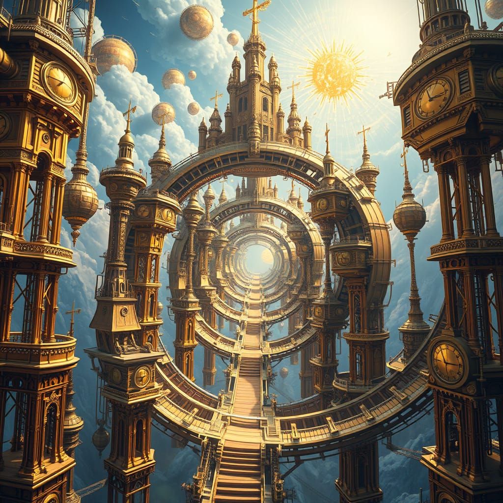 Nchardak-Zel: Realm of Impossible Geometry in Syd Mead Style