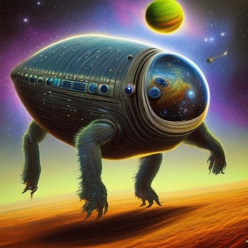 Tardigrade Spacewalk in Sci-Fi Star Field