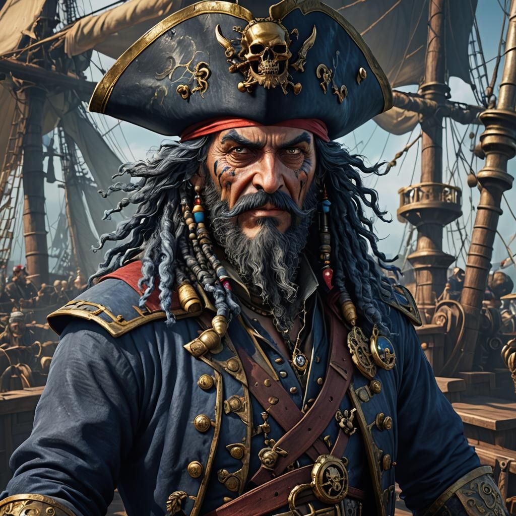 Bluebeard Portrait: Detailed Matte Painting in Deep Color