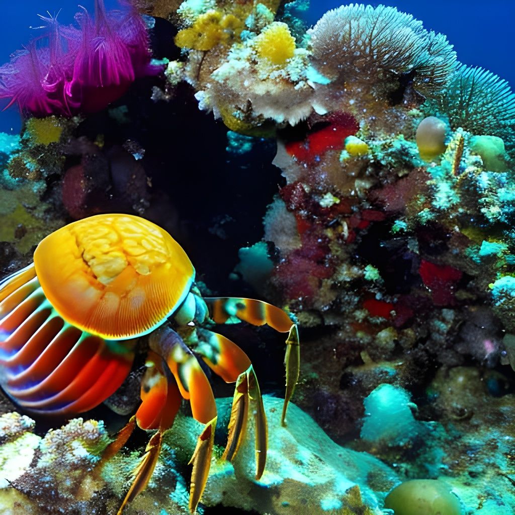 Hyperdetailed Hermit Crab in Sunken Pirate Ship Seascape