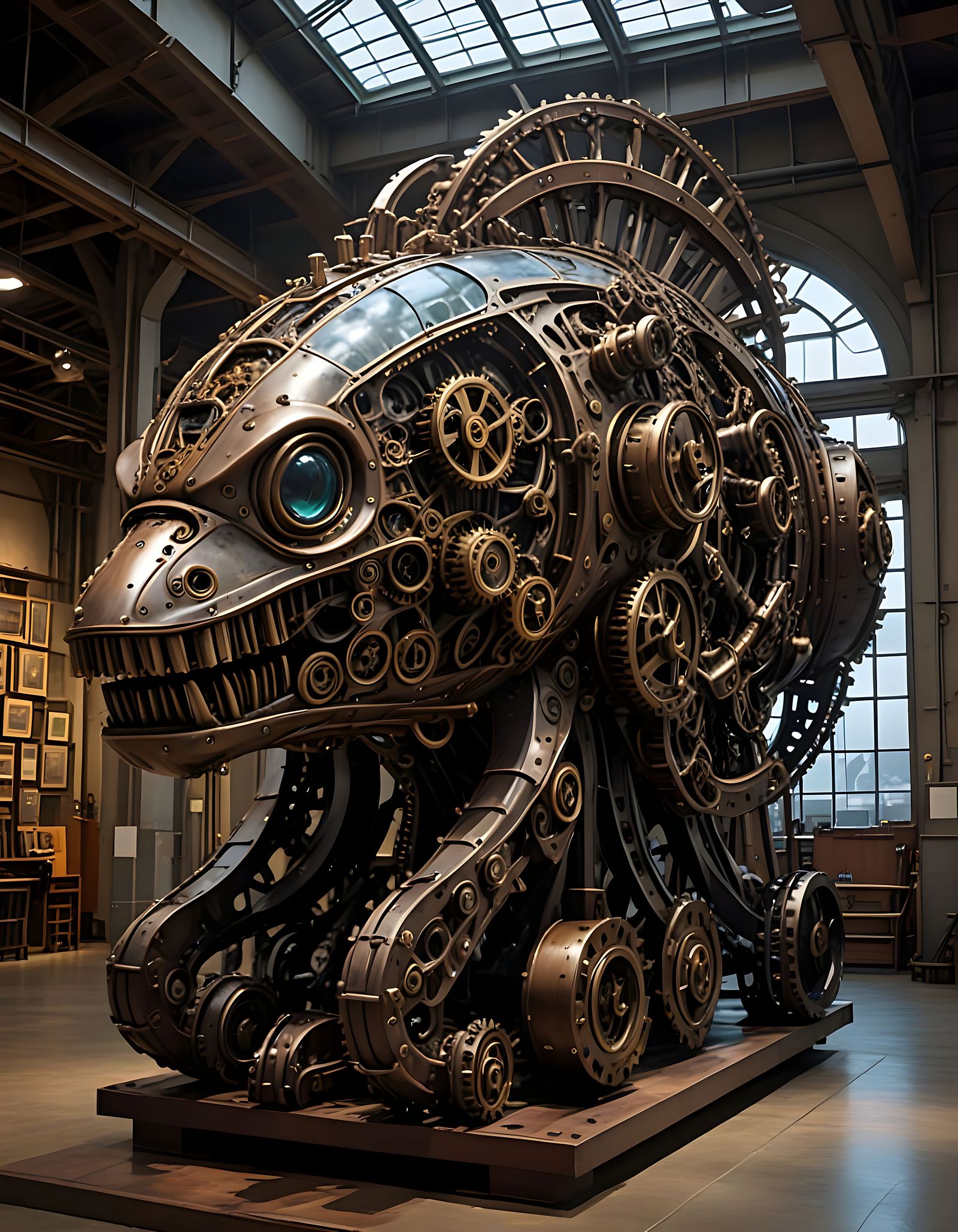 Mechanical Leviathan Steampunk Sculpture