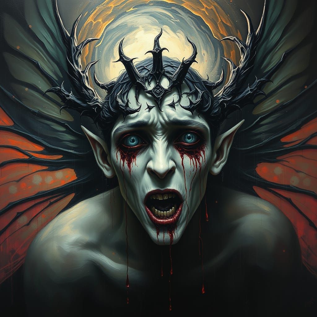 Tormented Fairy of Light in Dark, Swirling Energy