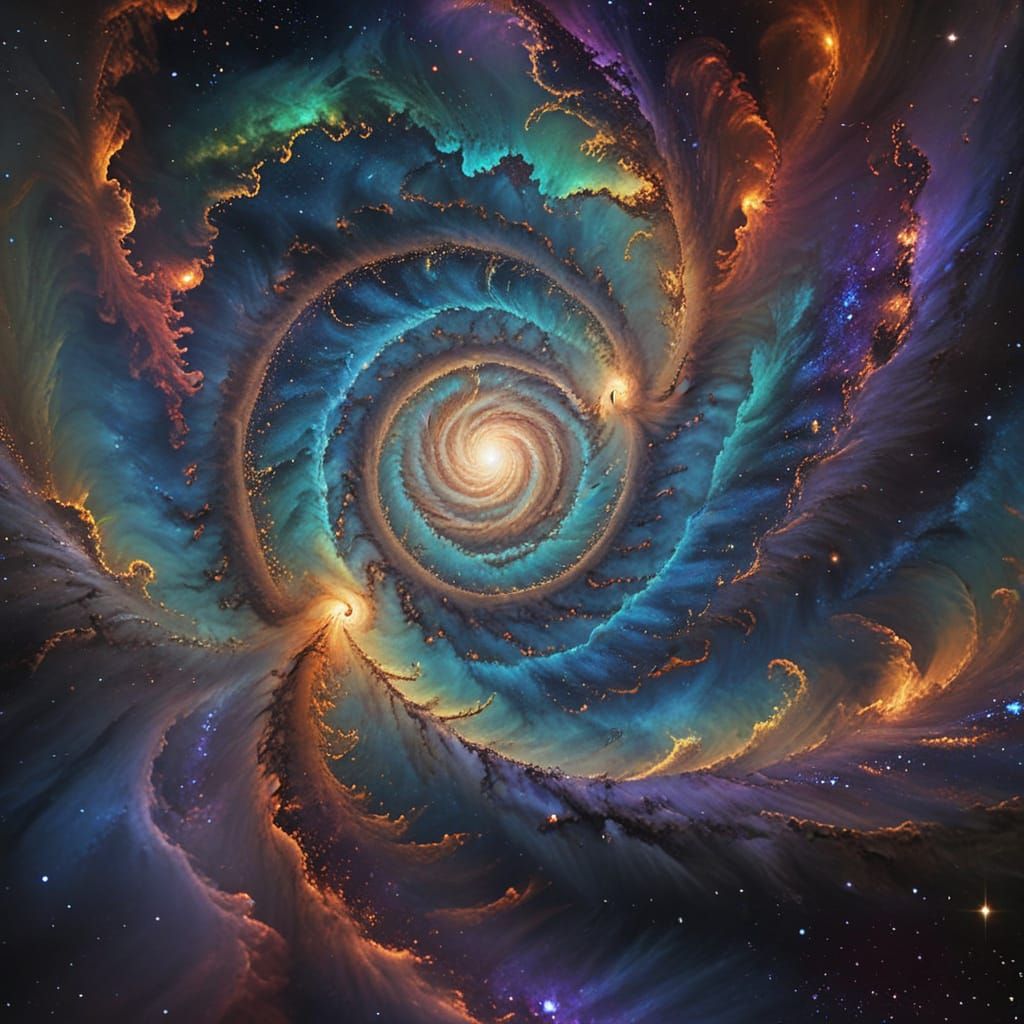 Celestial Spiral in Starry Nebula