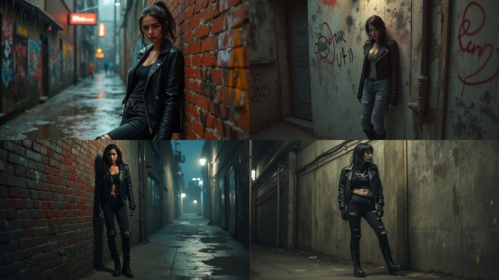 Rebel Woman in Urban Alleyway