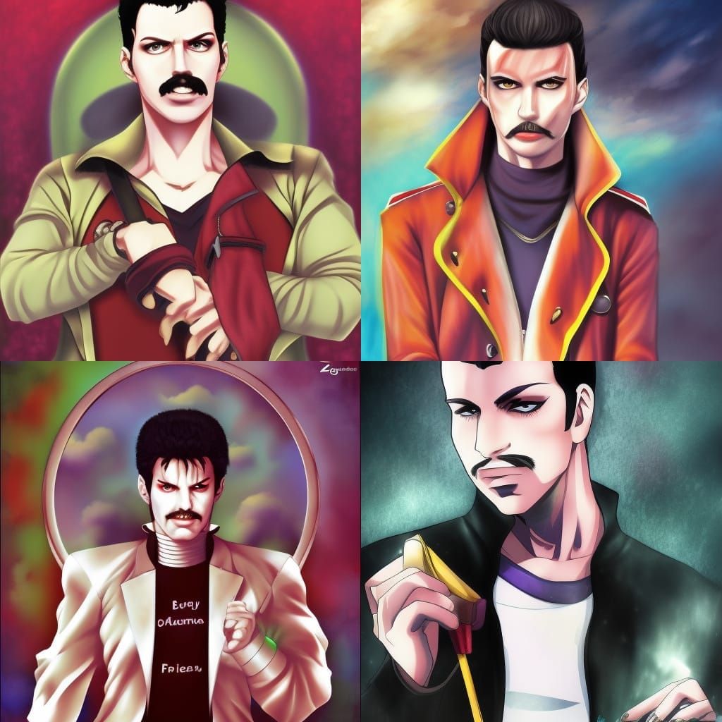 Freddy Mercury in Anime Key Visual Style