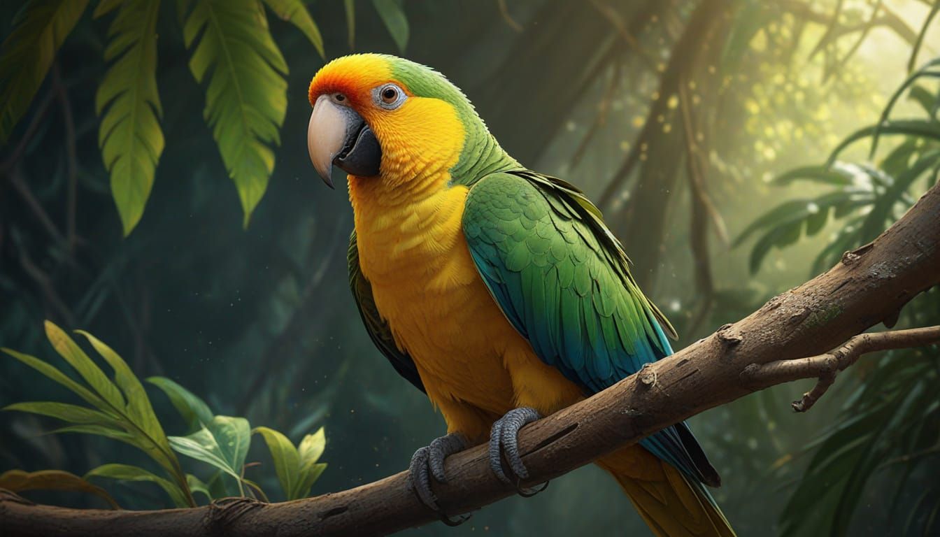 Vibrant Yellow-Faced Parrot Detailed Splash Art