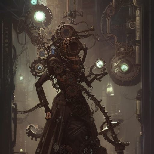 Steampunk Lich Concept Art in Clockpunk Fantasy Style