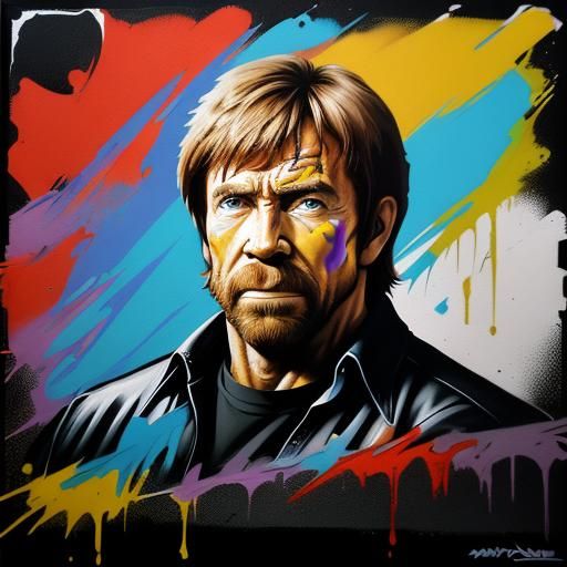 Chuck Norris Graffiti Art in Splash Style
