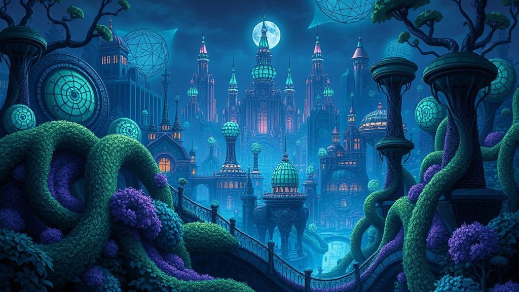 Ethereal City of Emerald Dreams in Hyperrealist Style