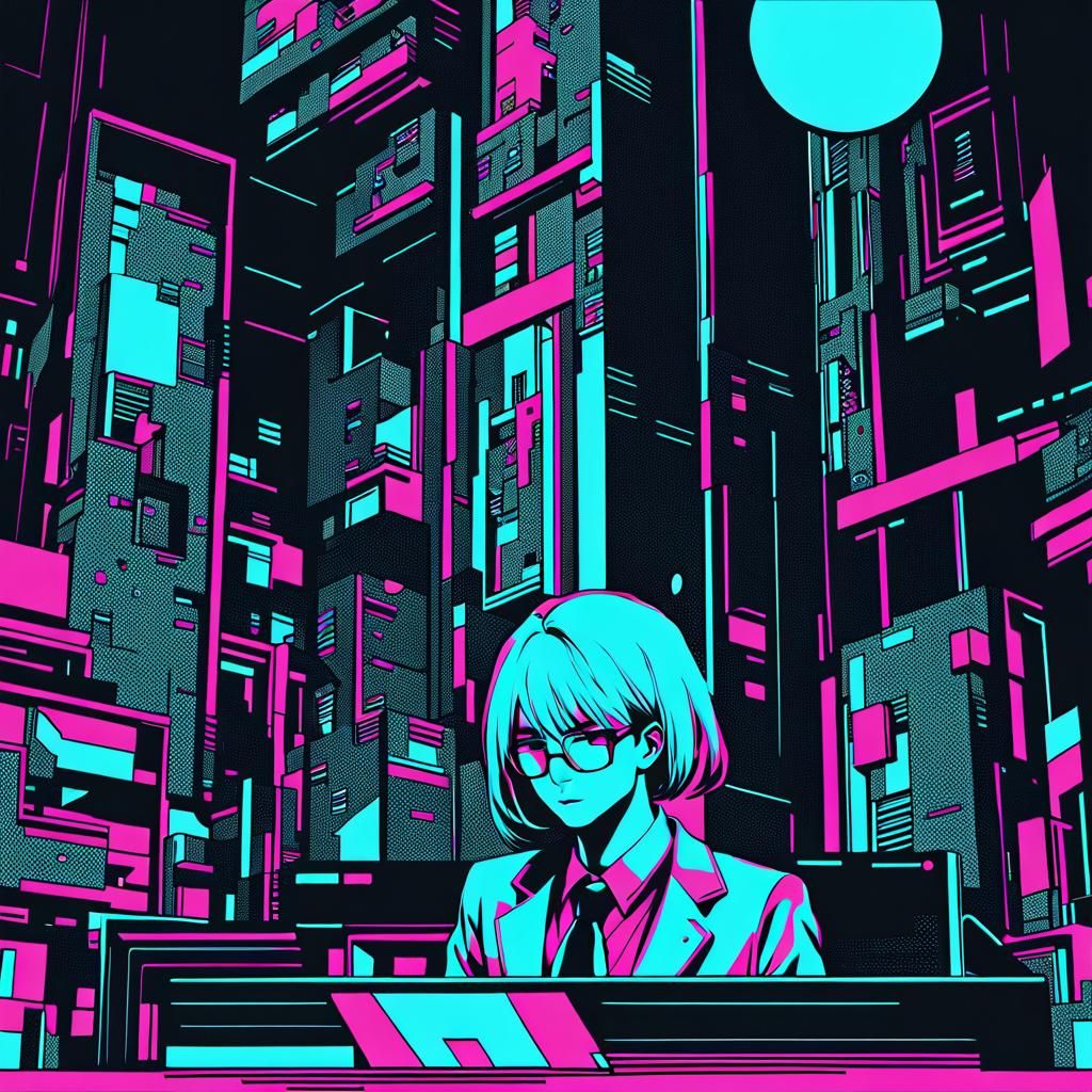 Anime Illustration of Focused Colleague at Desk