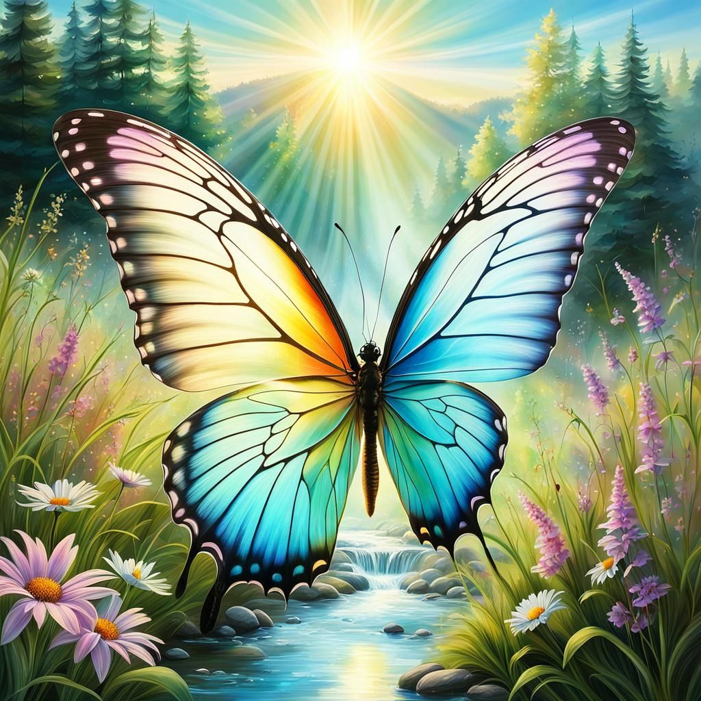 Pastel Butterfly with Airbrush Effect