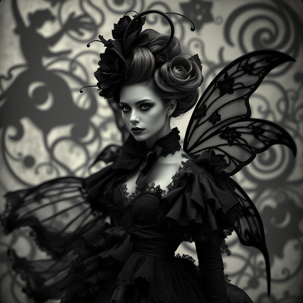 Gothic Fairy in Abstract Photomontage Style