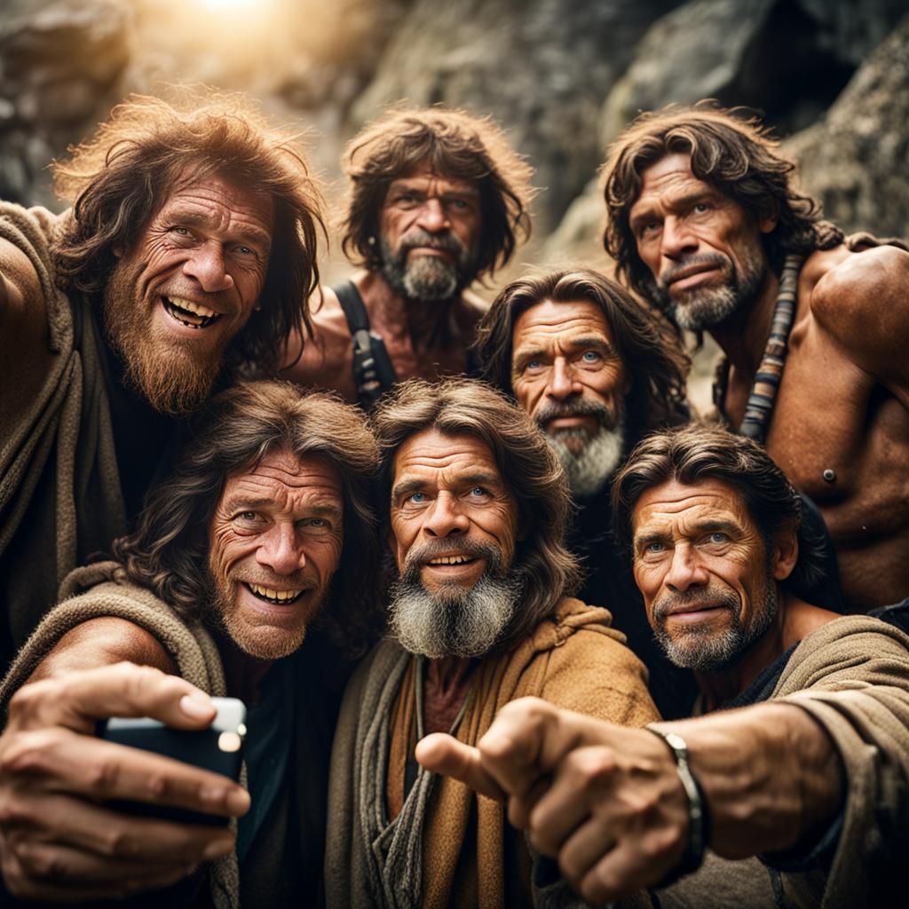 Cavemen Take a Selfie: Professional Studio Portrait