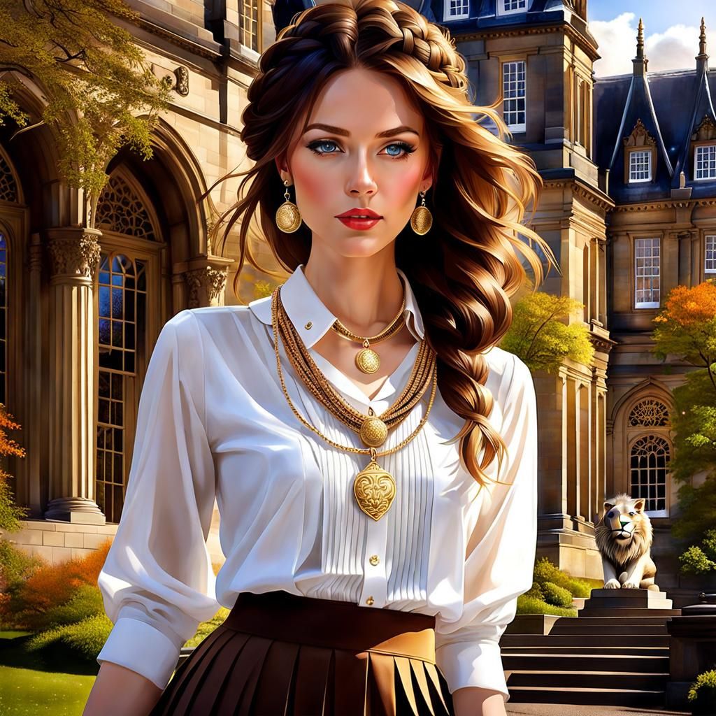 Beautiful Preppy College Student with Braided Hair at Scottish Elite University