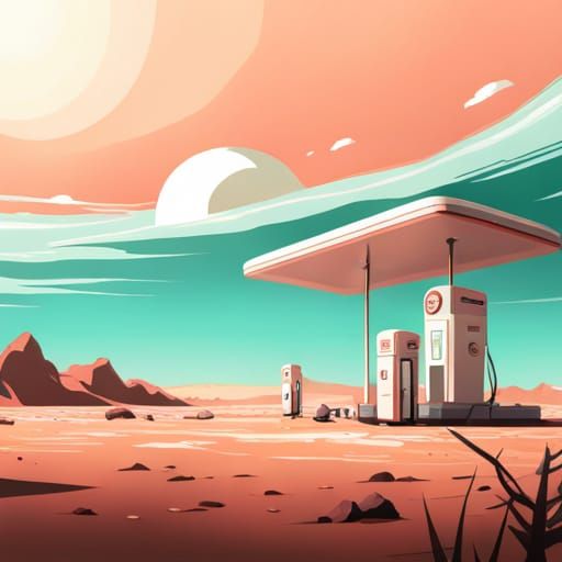Retro Martian Gas Station: Anime Key Visual