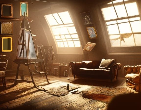 Steampunk Artist's Studio in Paris Attic