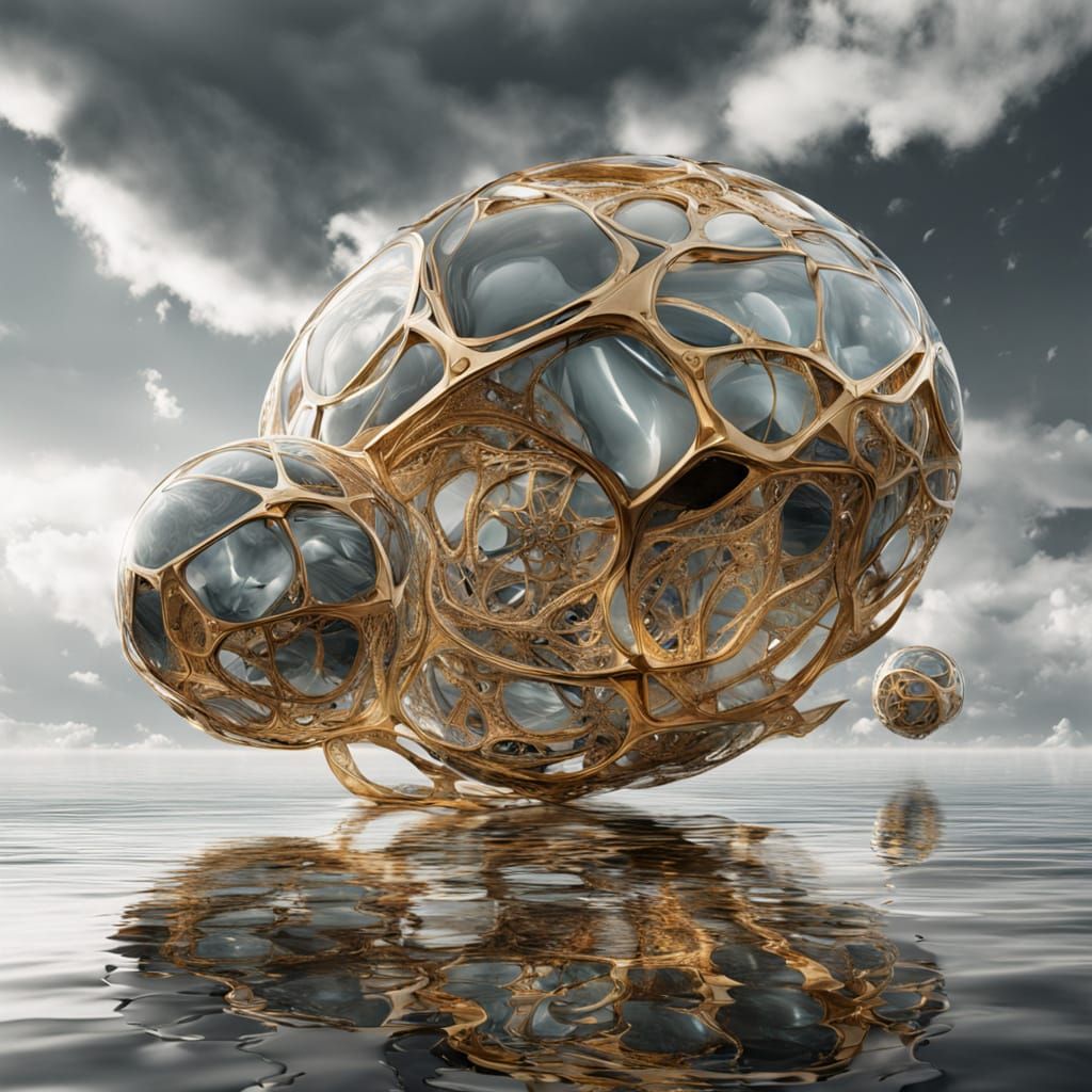 Surreal Collage of Impossible Geometry and Cosmic Textures