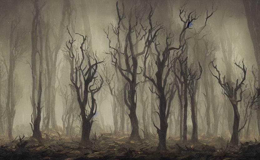 Dystopian Dark Fantasy Forest of Dead Trees
