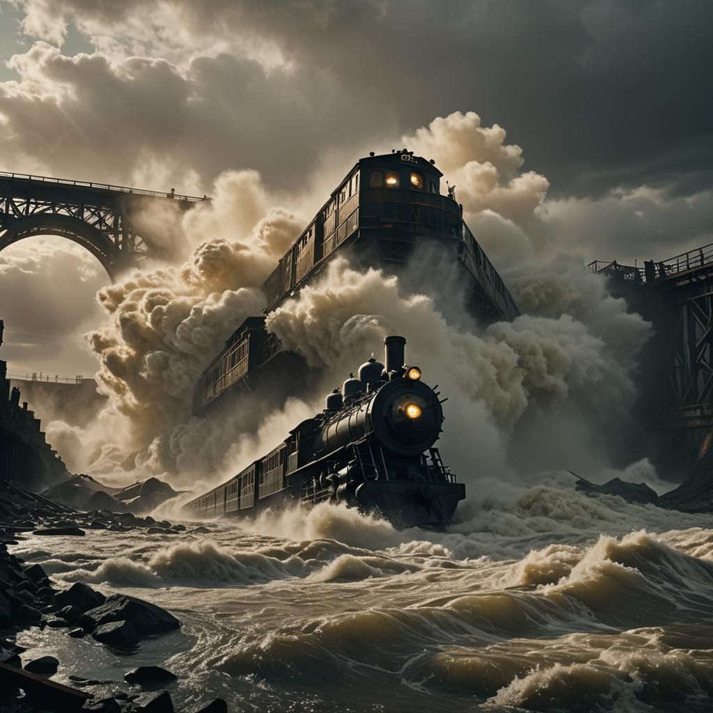 Leviathan Swallows Train in Film Noir Style