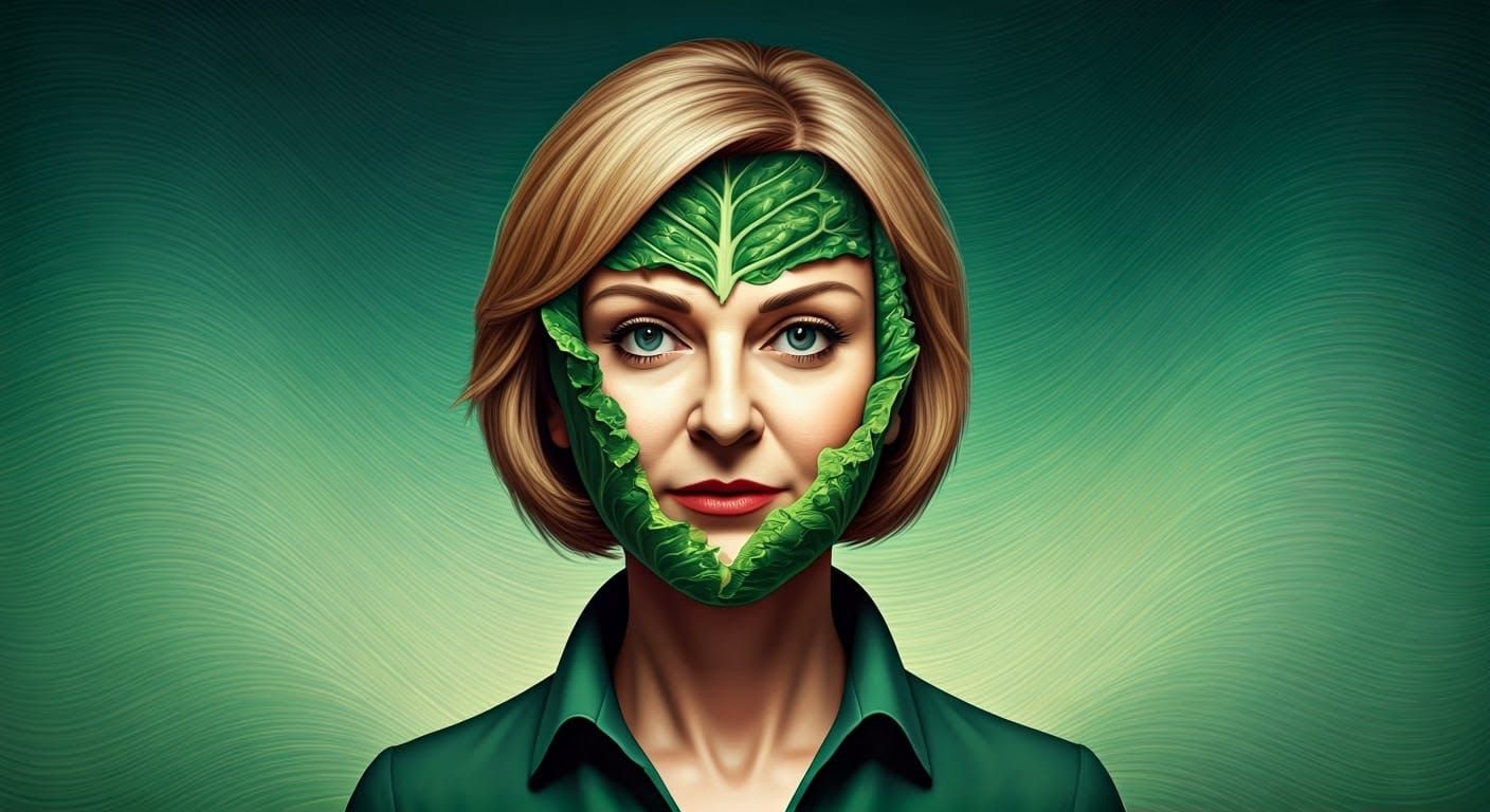 Lettuce Face Poster Art in Surreal Art-Nouveau Style